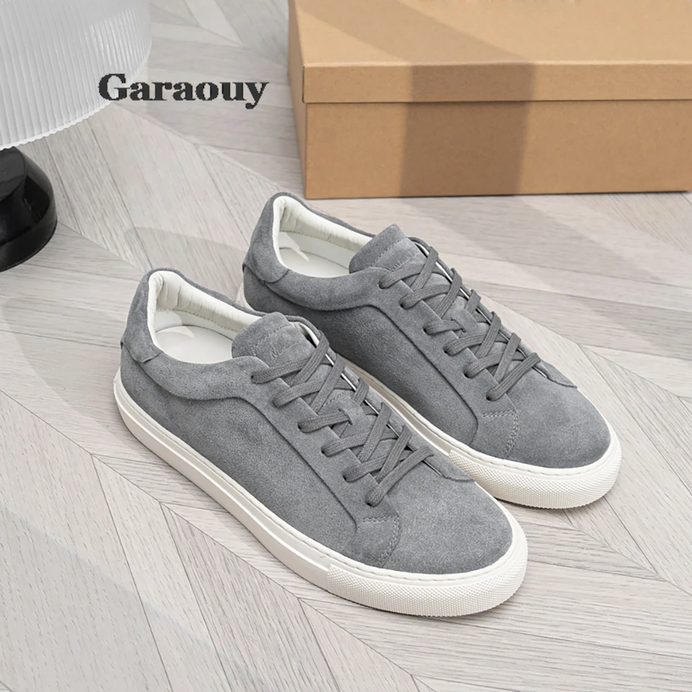 Garaouy 2024 New Summer Genuine Leather Flat Sneakers Men Multicolor Solid Color Simple All-match Basic Shoes Casual Male