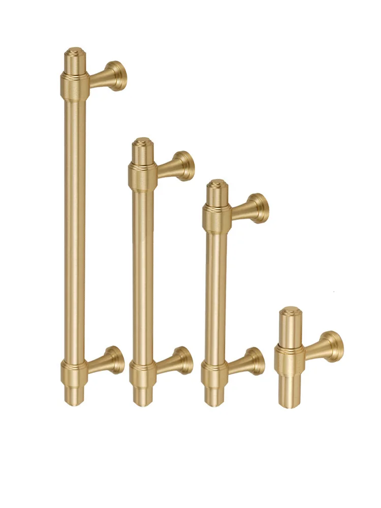 TBayce Brass Handle for Cabinet Satin Gold Drawer Knobs Cabinet Pull Bar Wardrobe Handles Furniture Brass Hardware Door Handle