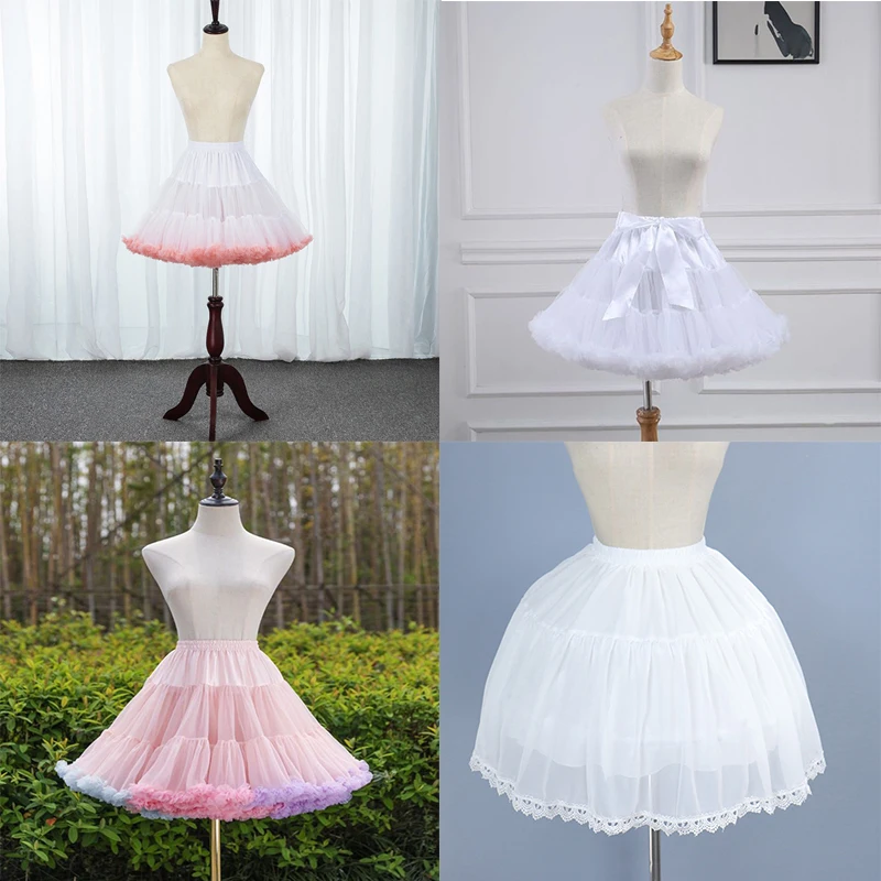 Women Lolita Cosplay Petticoat A-Line Puffy Tutu Skirt Layered Tulle Ballet Dance Pettiskirts Big Bowknot Underskirt image 5