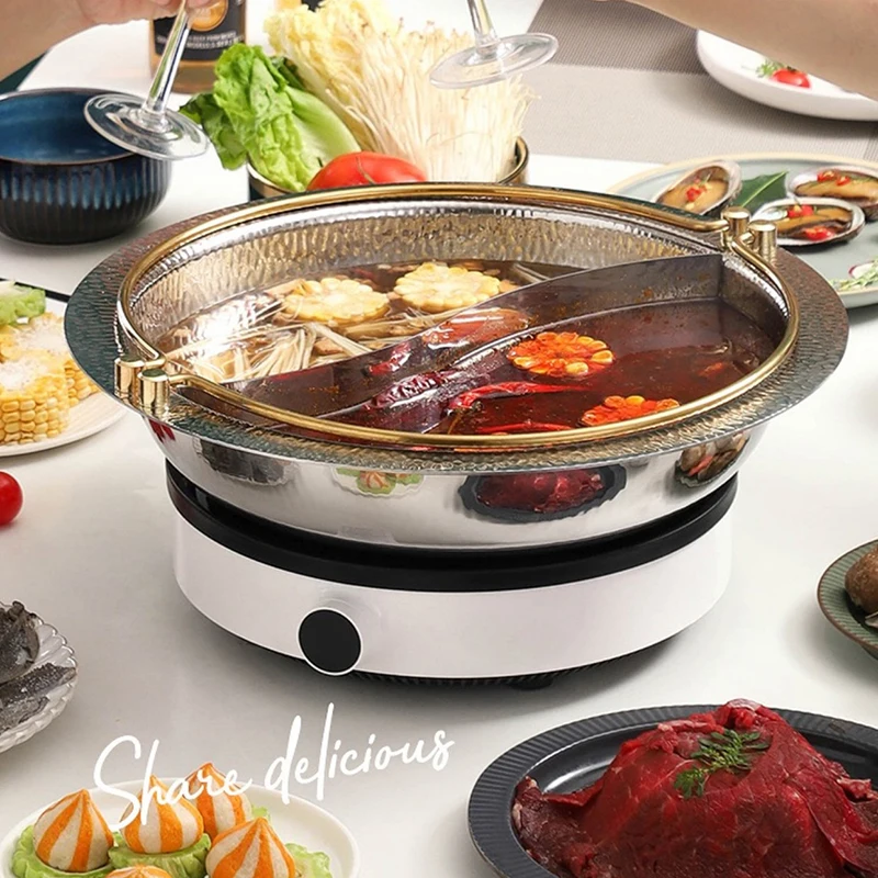 Plate Divided Hot Pot Dish De Levage Big Mandarin Duck Steel Hot Pot Thickened Household Food Meat Lamb Fondue Chinoise Cookware