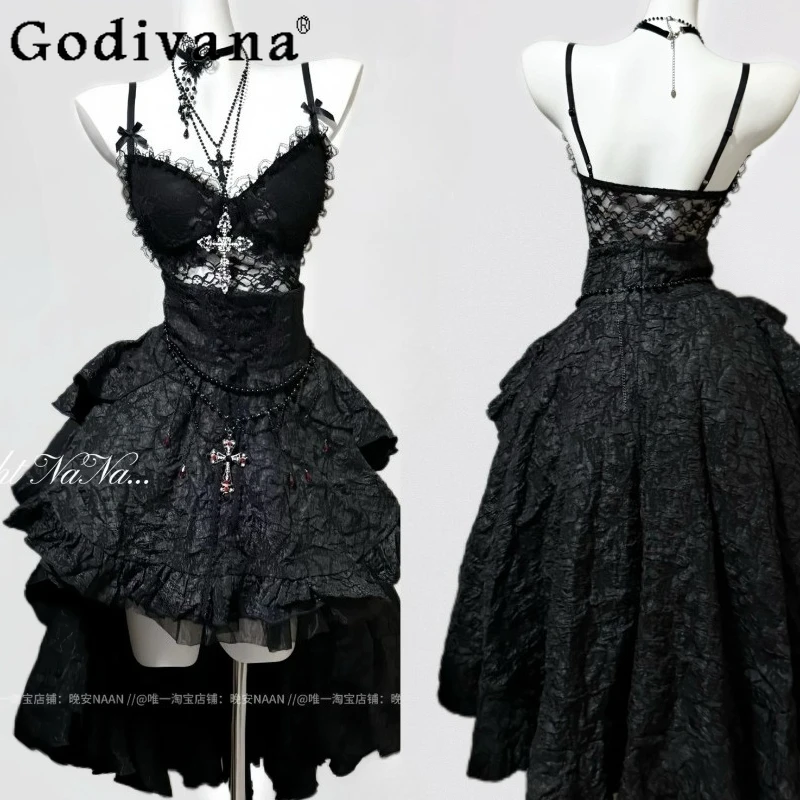 

Original Gothic Dark Hot Girls Skirt Top 2-piece Set Spring Summer Sweet Cool Fashion Clothing Subculture Women's Matching Sets