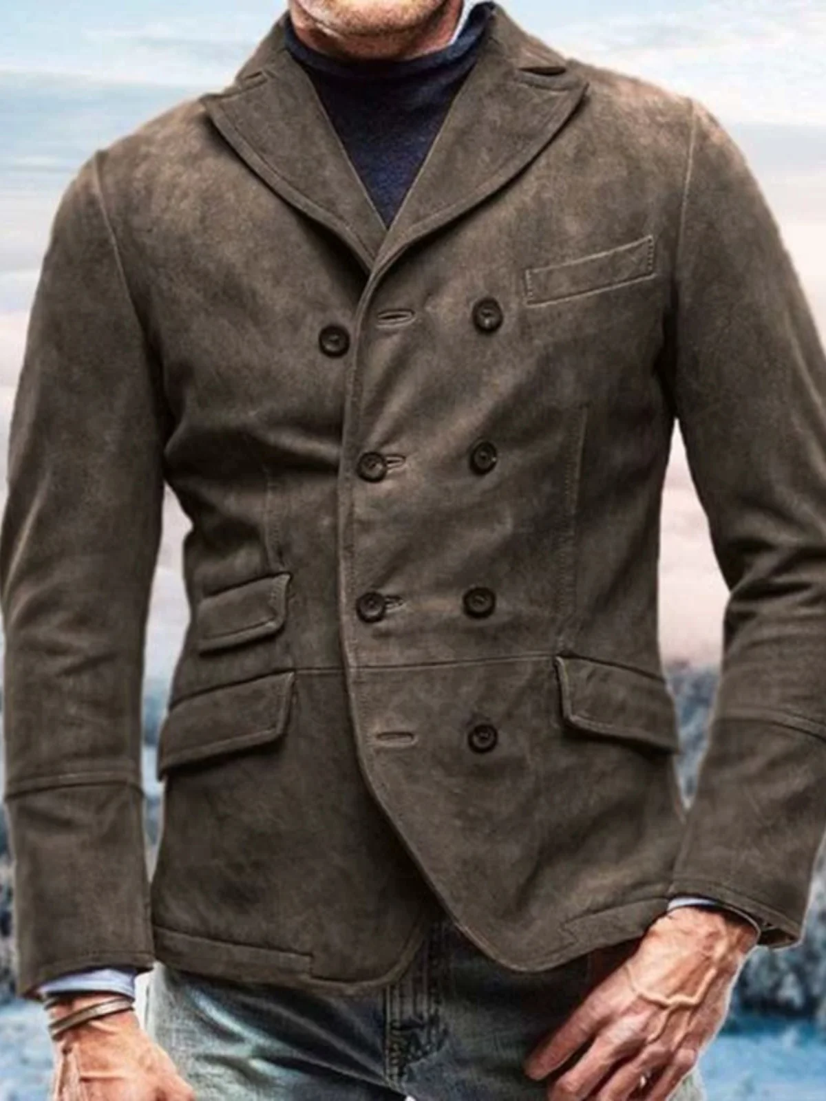 

Мужское ретро-пальто премиум-класса: повседневная винтажная куртка с эффектом потертости, прямым подолом, длинными рукавами и молнией, верхняя одежда на все сезоны