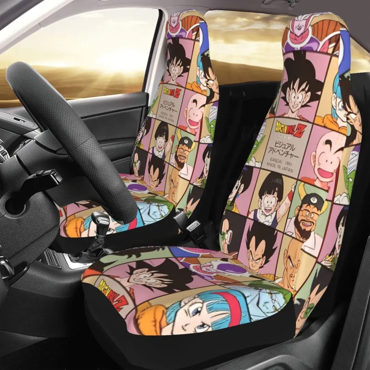 Dragon Ball DragonBall Anime 2 fundas de asiento delantero de coche para coches camión sedán SUV cubierta de asientos de cubo Flexible