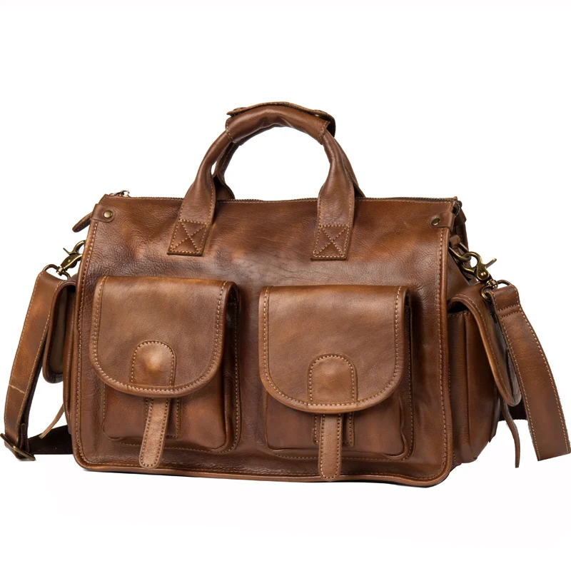 Imagem -06 - Bolsa Mensageiro de Couro para Homens Bolsa de Lazer Bolsa de Computador Bronzeada Vegetal Primeira Camada