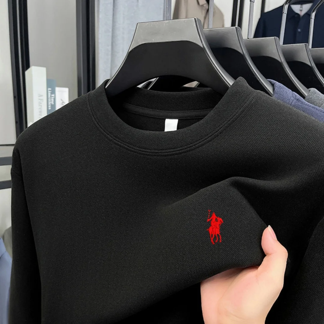 Soft cotton high-end brand men's long sleeved round neck T-shirt autumn fashion embroidered loose Korean sweatshirt casual top