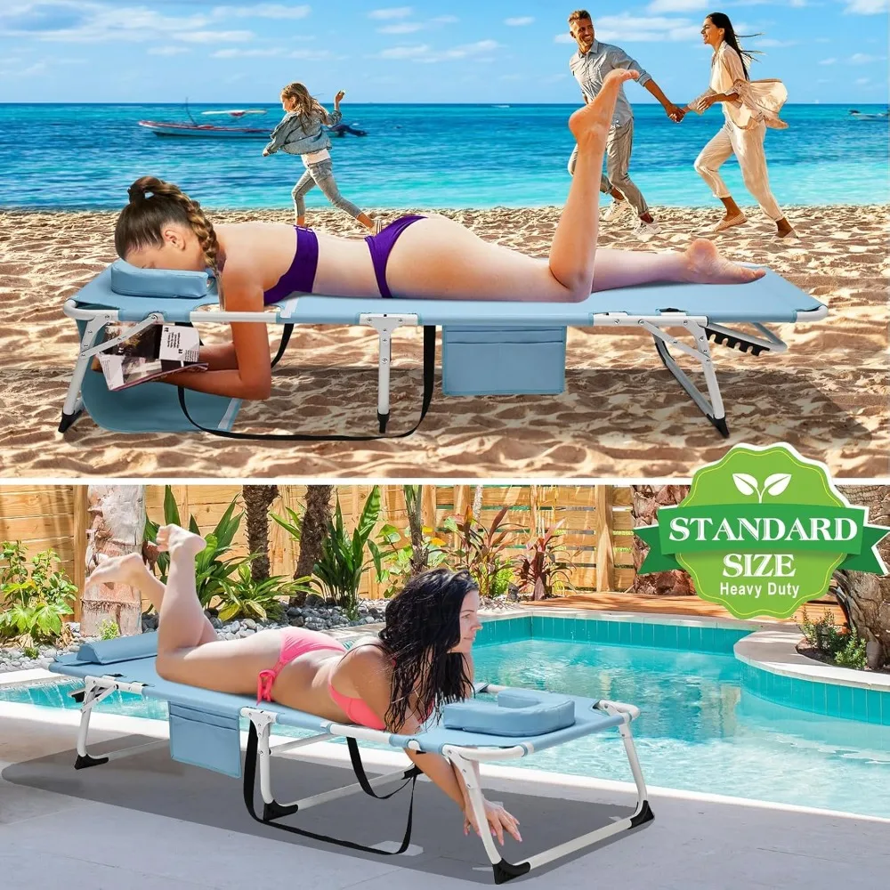 كرسي صالة خارجي عالي التحمل قابل للطي بسعة 500 رطل، قابل للتعديل ومحمول للاستخدام في الفناء #3