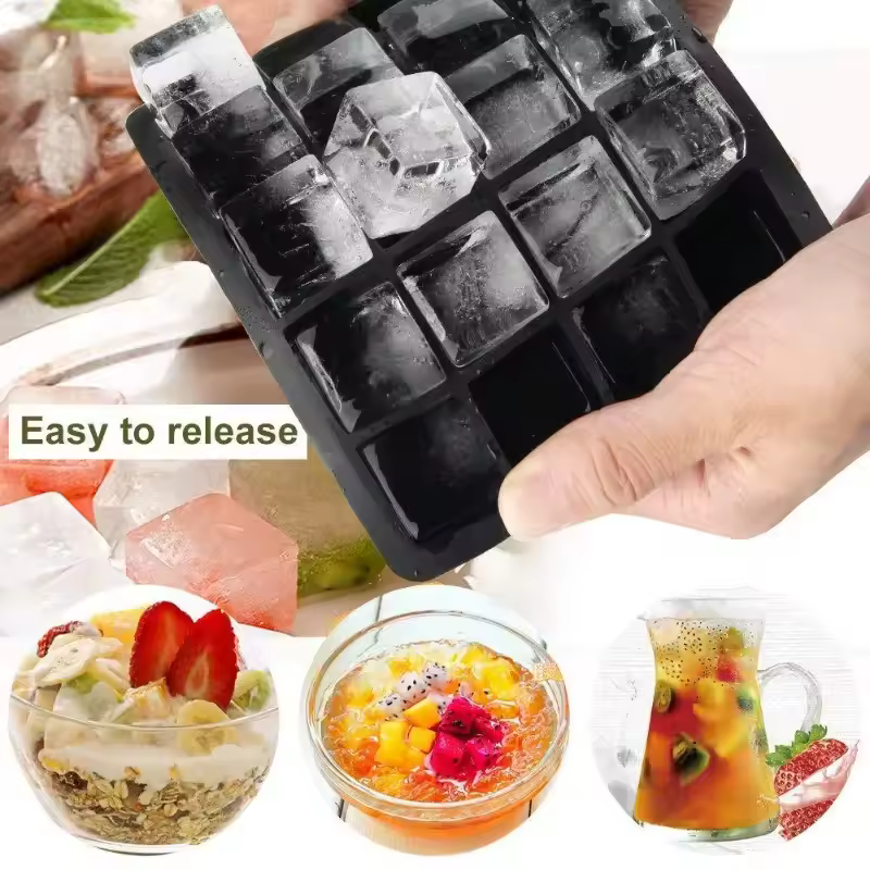 15 grids Large Food Grade Silicone Ice Cube Square Big Ice Tray Mold Box Tray Mold Diy Bar Pub Wine Ice Blocks Maker Model