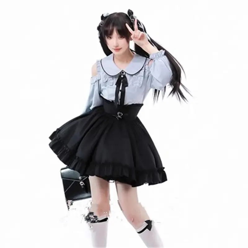 

NONSAR Japanese Lolita High Waist Black Short Skirts Women Vintage Gothic Ruffled Mini Skirt Y2k Aesthetic Slim Pleated Faldas