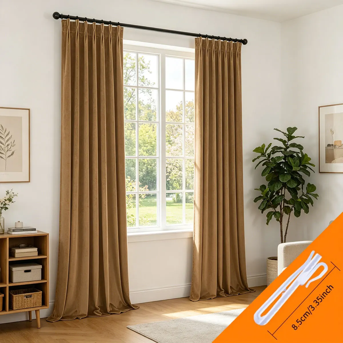

Minimalist Solid Color Velvet Curtain, Thermal Insulated Pinch Pleat Window Curtain