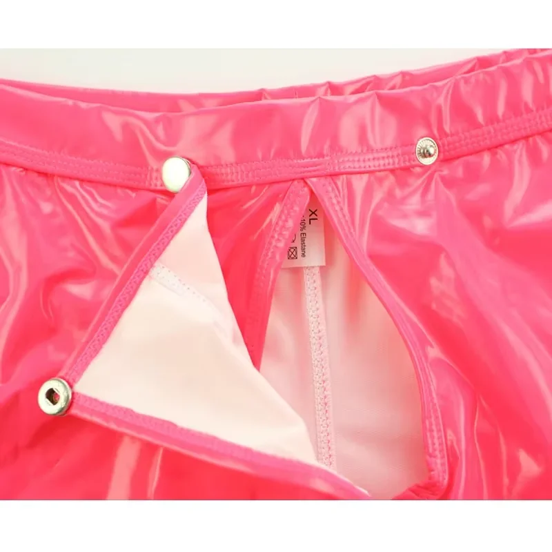 رجل مثير ملابس داخلية نسائية من الجلد مفتوحة المنشعب سراويل قصيرة لممارسة الجنس اللاتكس تشكيل غمد الوثن الملاكم الجلود السروال الانتفاخ الحقيبة الجنس #6