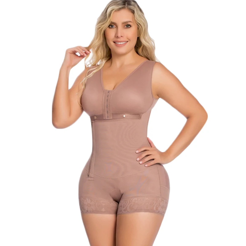 High Compression Garment Plus Size Postpartum Sleeveless Short Bodysuit Shaper  Shoulder Strap Shapewear Ladies Bodysuit