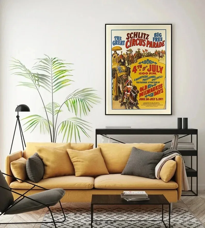 Vintage Circus Poster Clown Magician Animals Canvas Painting Amusement Artwork Prints for Bar Club Cafe Home Decor