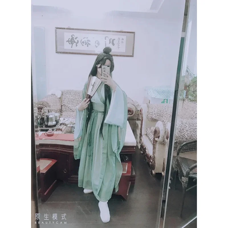 DY20The Scum Villain's Self Shen Qingqiu костюмы для косплея унисекс платье ханьфу женский аниме костюм на Хэллоуин парик китайский вентилятор парик + c
