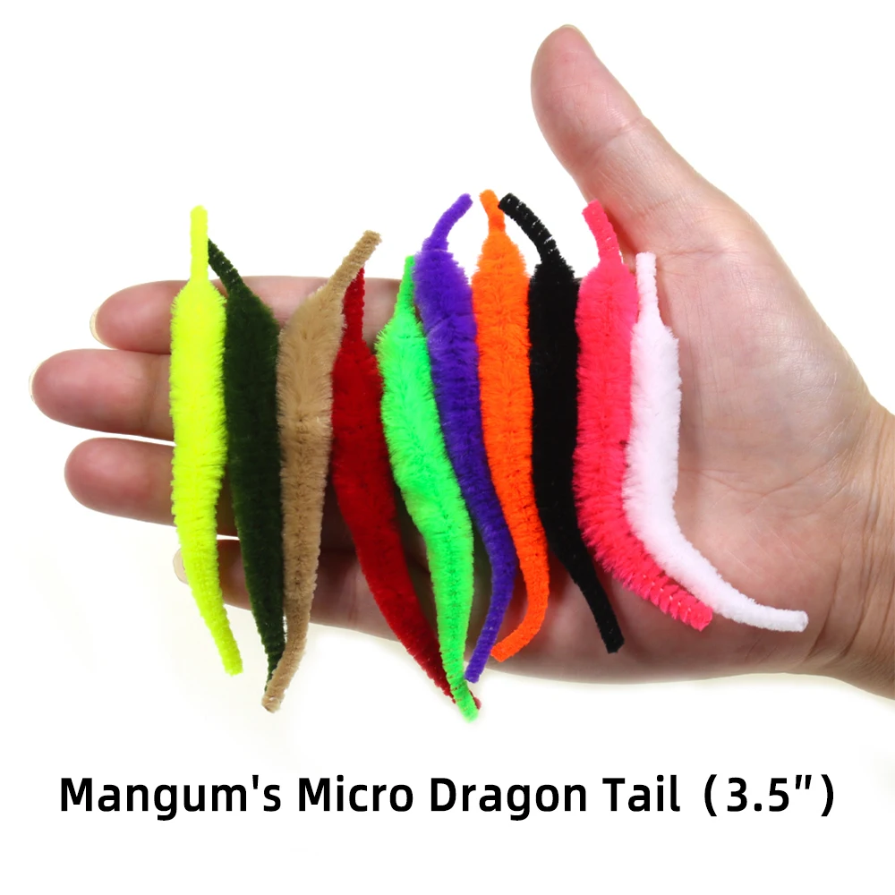 10 Stück 3,5 Zoll Fliegenbinden Mangums Micro Dragon Tail Soft Chenille für Hecht Mustky Streamer Baitfish Salzwasserfliegen Köder 10 Farben – Detail 1
