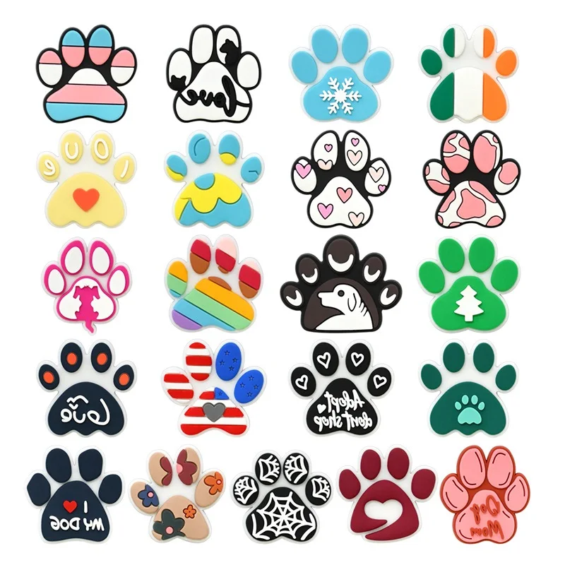 

Footprint Shoe Charms Colorful Cute Animal Dog Pet Bear Foot Print Shoe Accessories for Friends Pins Shoe Ornament Gift