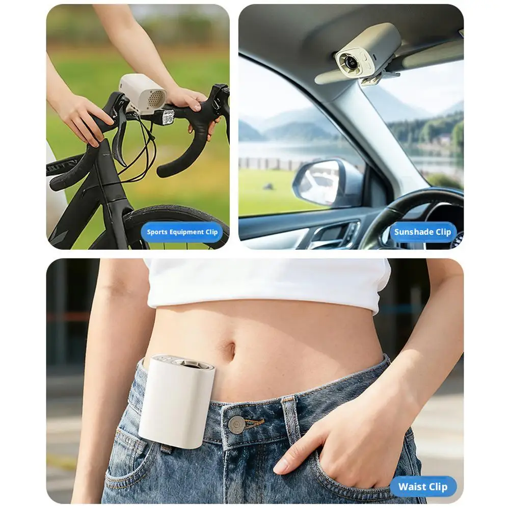 Rotatable Mini Clip On Fan USB Rechargeable Portable Car Sun Visor Fan Multifunctional Waist Umbrella Clip Fan for Outdoor