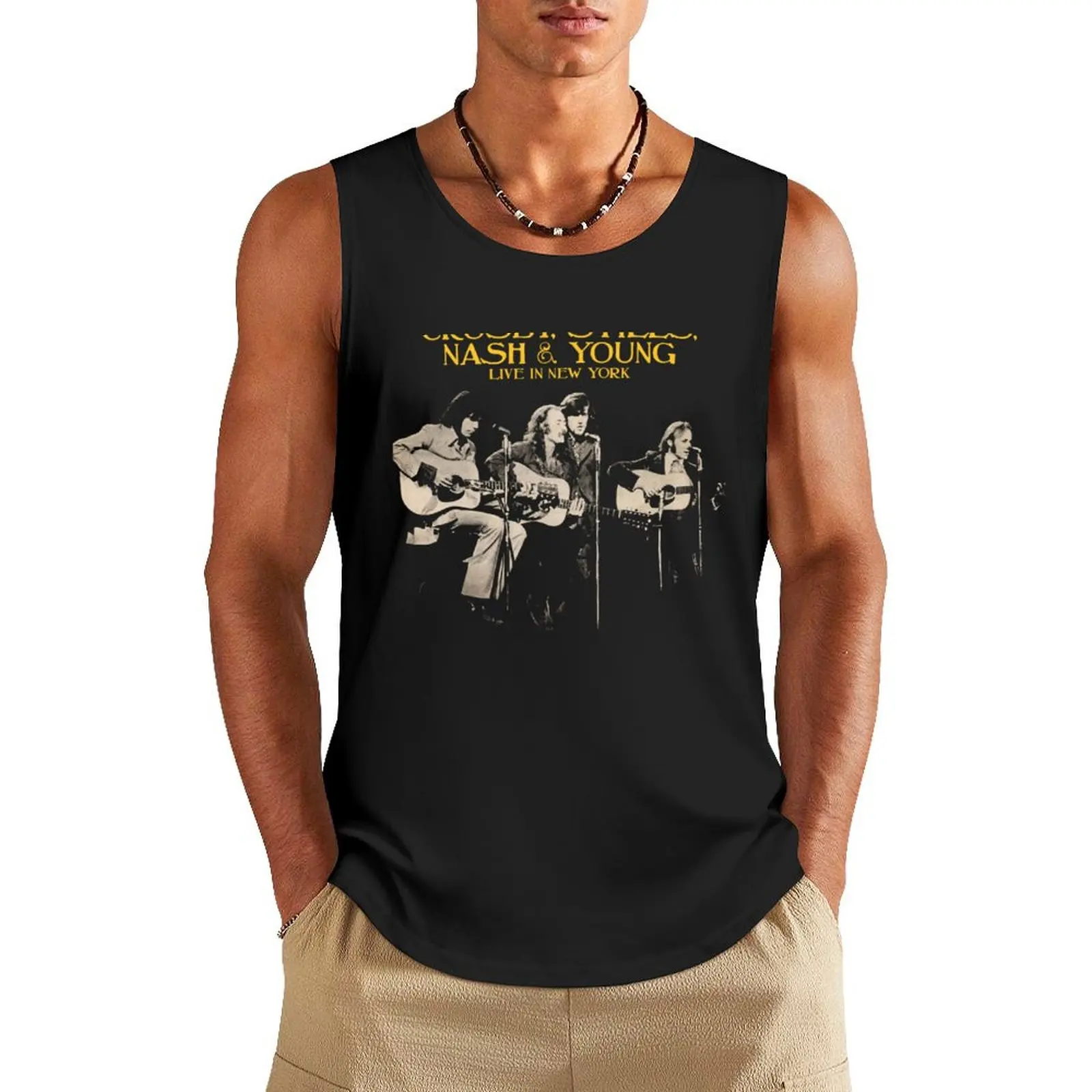 

Crosby Stills Nash Young Tank Top Vest for boy Men's fitness t-shirt Men gym sportswear Men's clothes