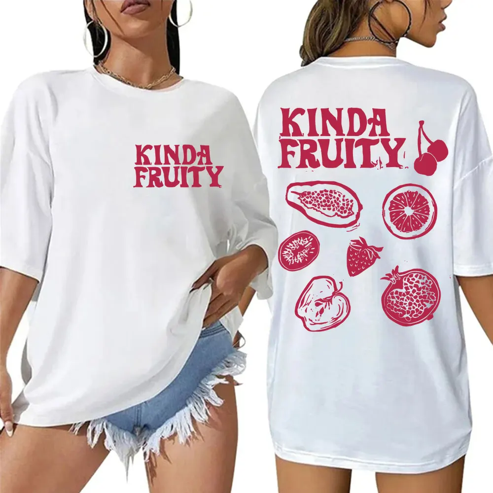 

Забавная футболка Kinda Fruity Y2k для мужчин и женщин, модная эстетичная новинка, свободные хлопковые повседневные футболки с короткими рукавами и креативным принтом