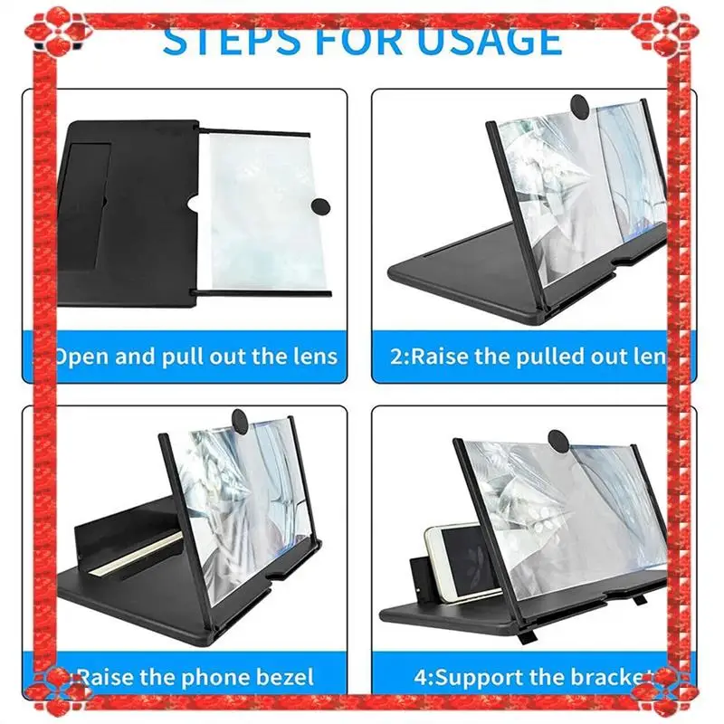 تسليم 24 ساعة 10 بوصة 3D شاشة مكبر للصوت، المحمولة حماية العين HD فيديو دعامة حامل للسفر #2