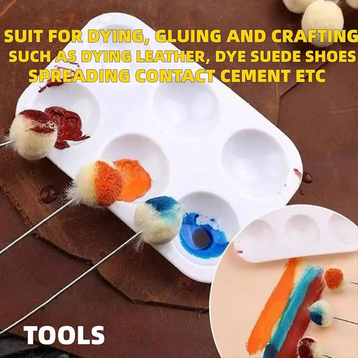 MALL Wool Daubers Ball Brush,Applicator Tool for Leather Dye, Staining, Crafting, DIY Crafts Projects, Contact Cement 100pcs