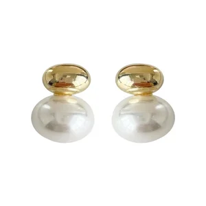 Flache Perlenohrringe geänderte goldene Bohnen für Frauen, französische elegante Juwelen, Partyaccessoires, koreanische Mode, süß, neu, 2023 10 Hauptverkaufs -Goldparty -Ohrring - №10