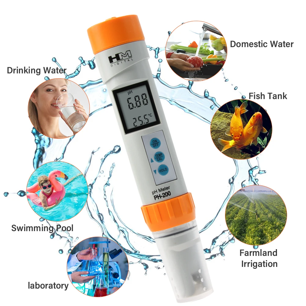 Yieryi Digital PH-200 Ph Meter Professional Aquarium Swimming Pool PH Testers Acidity 0-14 Ph Water Quality Detector Monitor ATC