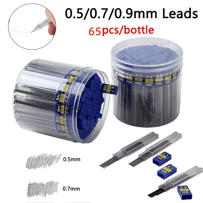 

65boxes/bottle Mechanical Pencil Lead Refill 0.5 0.7 0.9mm Drawing Automatic Pencil Lead for Office Writing Supplies Accessories