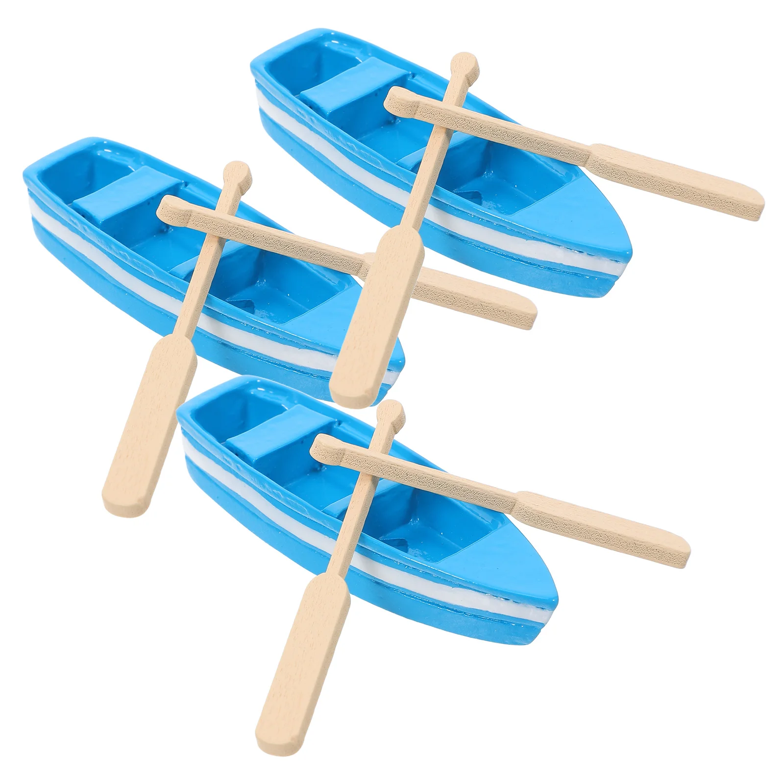 

3 set 3 Sets Resin Sailboat Model Micro-landscape Oars Blue Color Simulation Boat Decor Mini Ornament Terrarium Bonsai