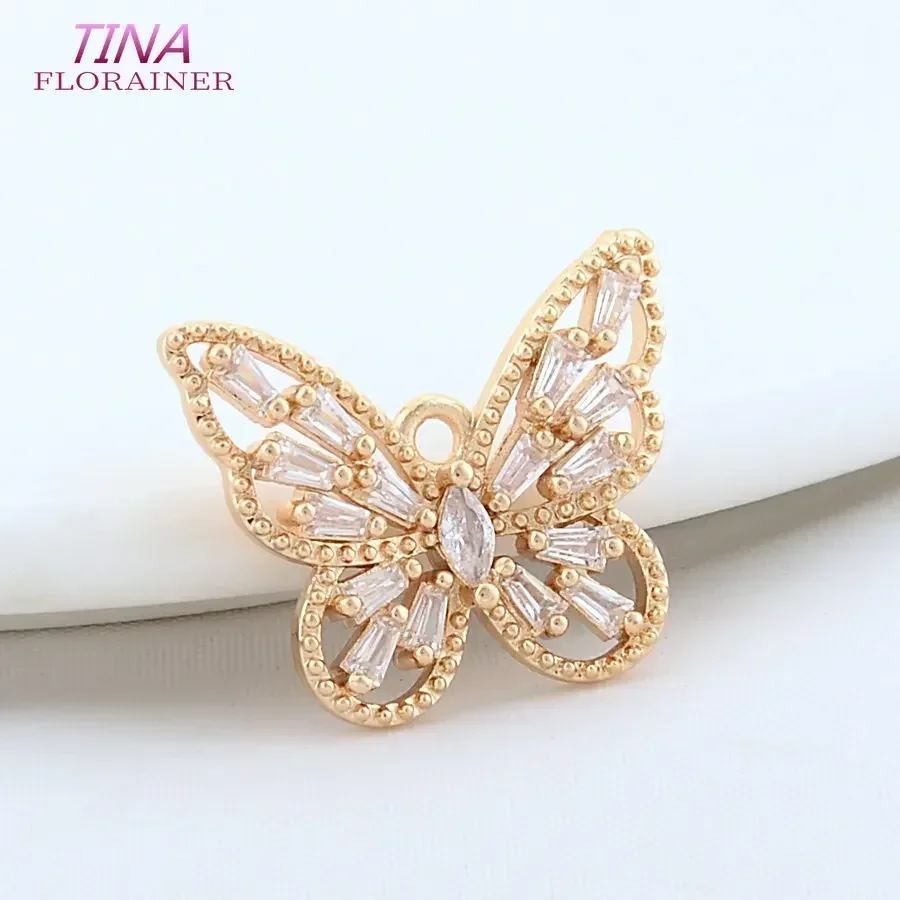 20MM 18K Gold Plated Brass Butterfly 2 Holes Charms Pendants Connect Necklace Earrings Jewelry Making Supplies Accessories