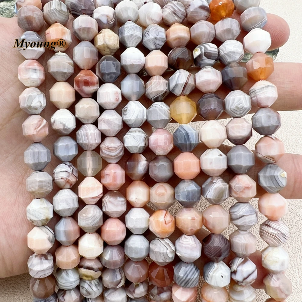 8.5x9MM Faceted Natural Stone Pink Botswana Lace Agates Round Loose Beads For DIY Jewelry Making MY230861