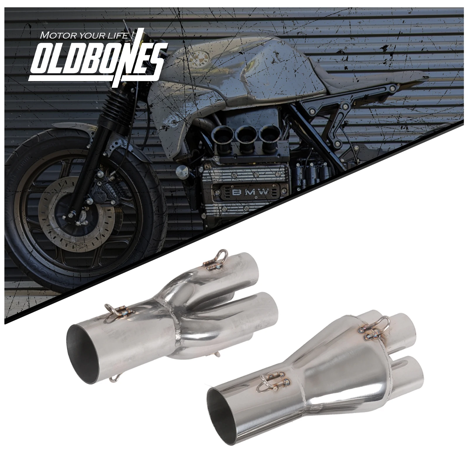 

For BMW K75 K100 K1100 Cafe Racer Exhaust Adapter Muffler Kit Upgrade 4 in 1 Collector