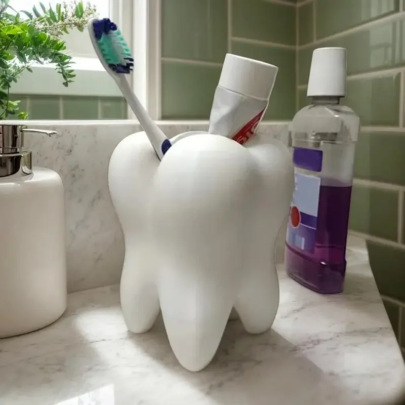 Cute Tooth Shaped Succulent Planter Toothbrush Stand Container Stationery Desk Organizer for Home School Workplace
