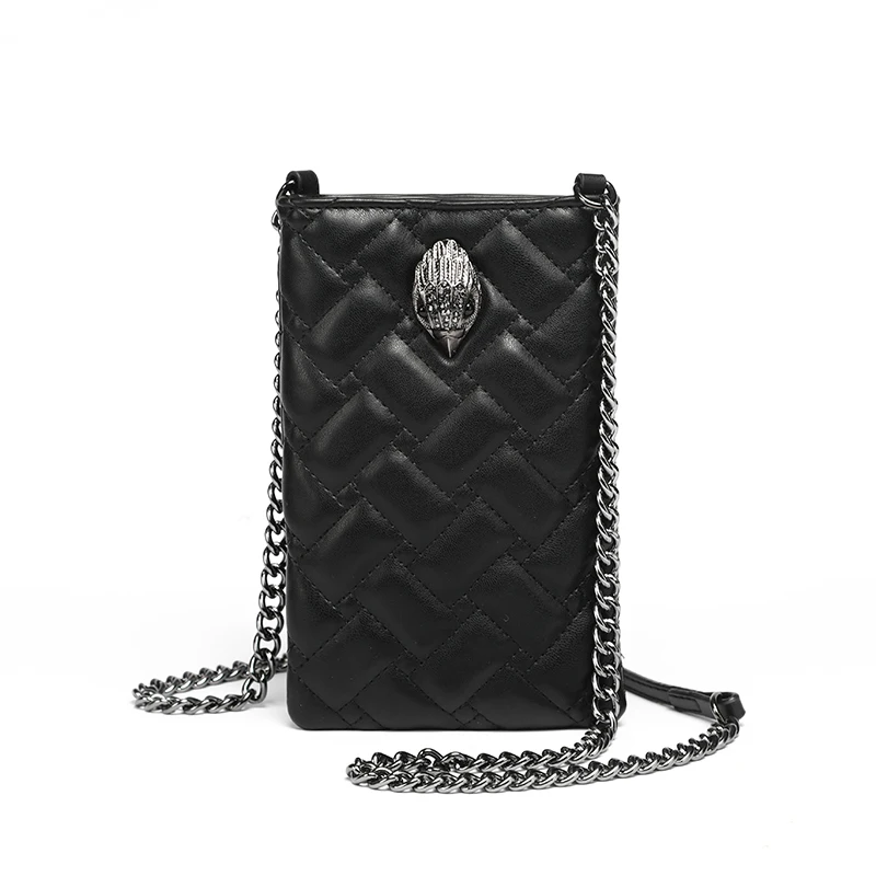 

Y2k Fashion Women's Bags Eagle Head Diamond Lattice PU Leather Mini Shoulder Crossbody Bag Phone Small Handbags Black Tote Bag