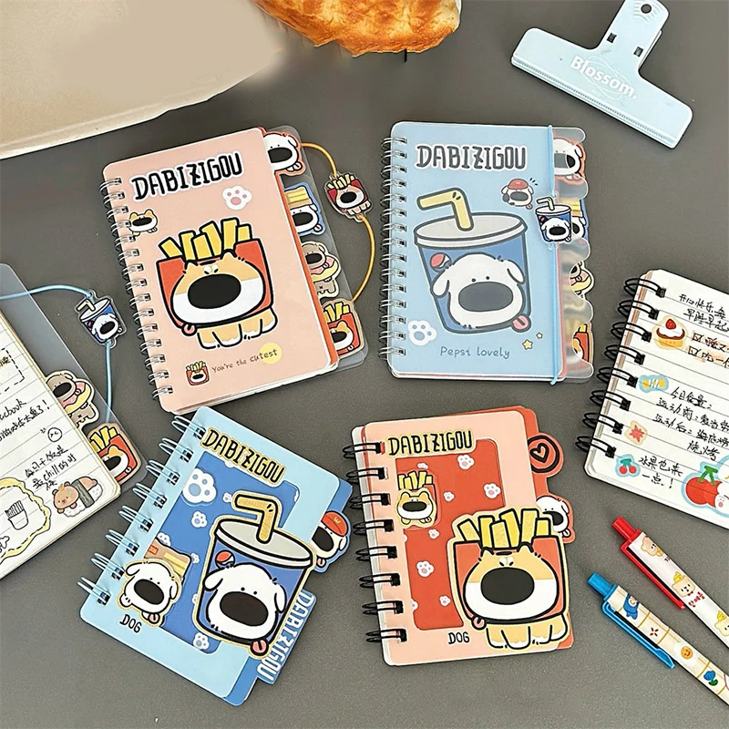 Cartoon Puppy Coil Notepad Notebook 80Inner Pages Hand Ledger Portable Account Book Mini Cute Pocket Notebook Student Stationery