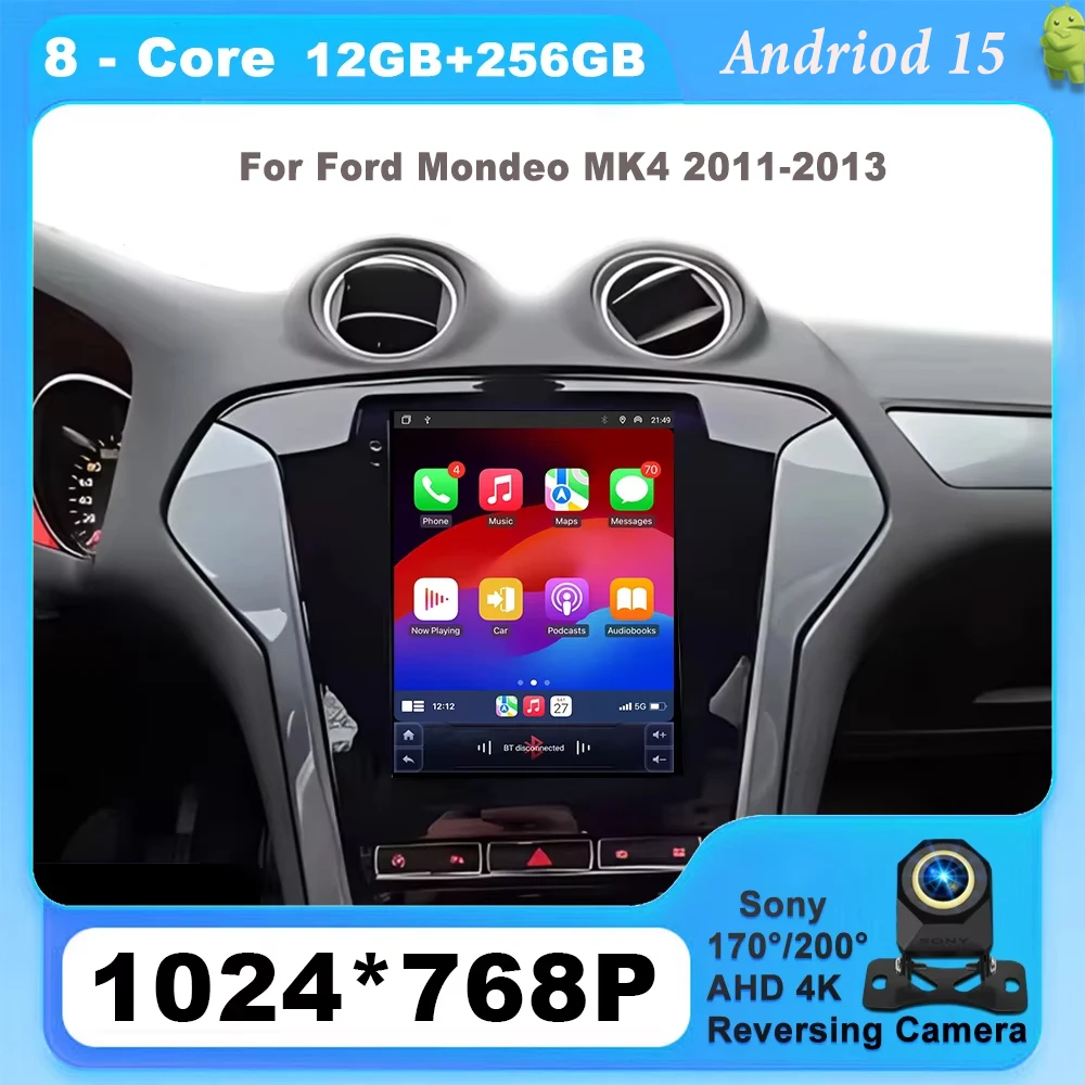 

Android 15 For Ford Mondeo MK4 2011-2013 Carplay Autoradio Car Radio Multimedia 8 CORE IPS LED Navigation GPS DVD 5G Wifi BT