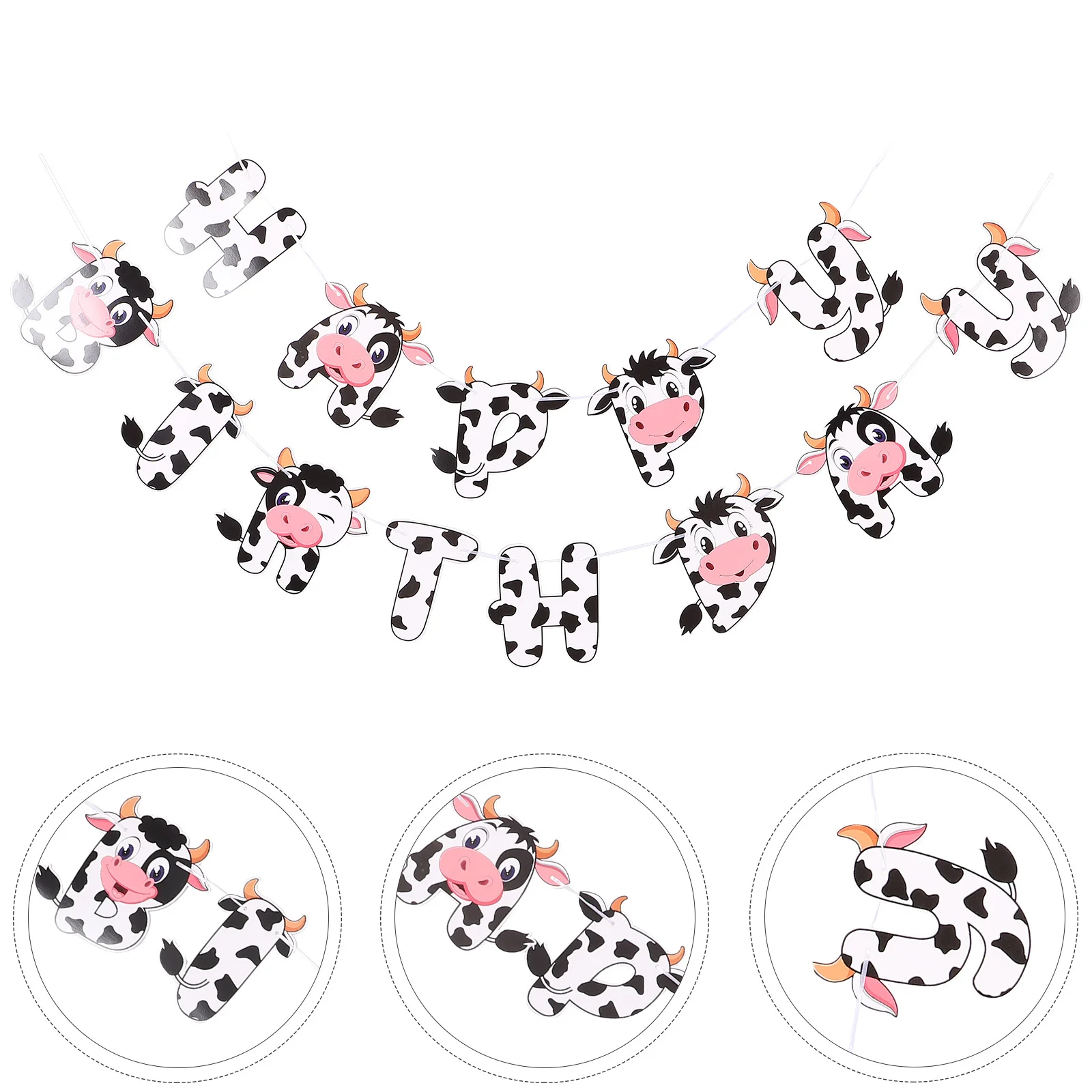 

Birthday Party Hanging Banner with Cow Themed Decor for Birthday Celebration Photo Backdrop Party Supply