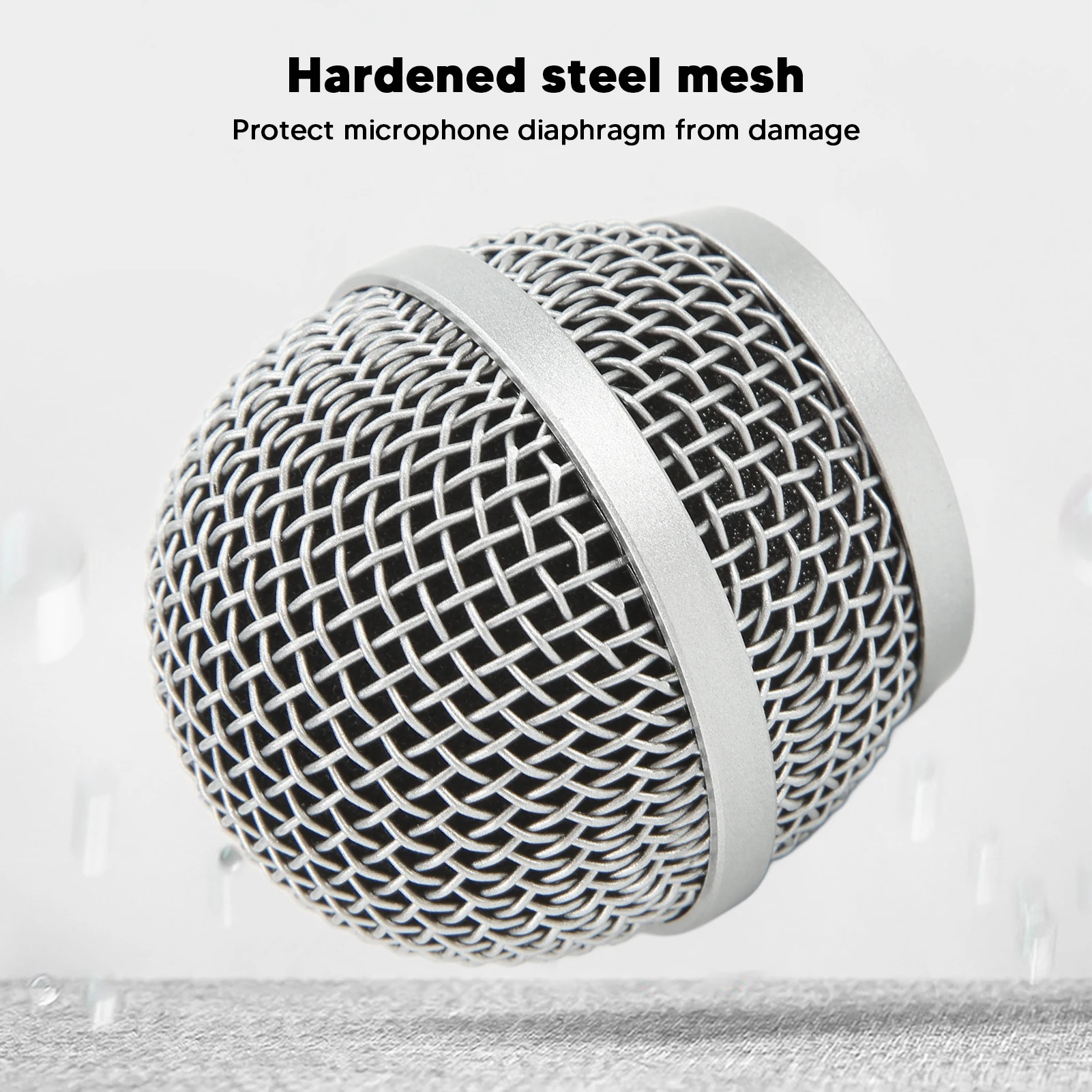 Microphone Grille Ball Head Microphone Grill Stainless Steel Built in Foam Filter Blowout Resistant for Replacement for PG48