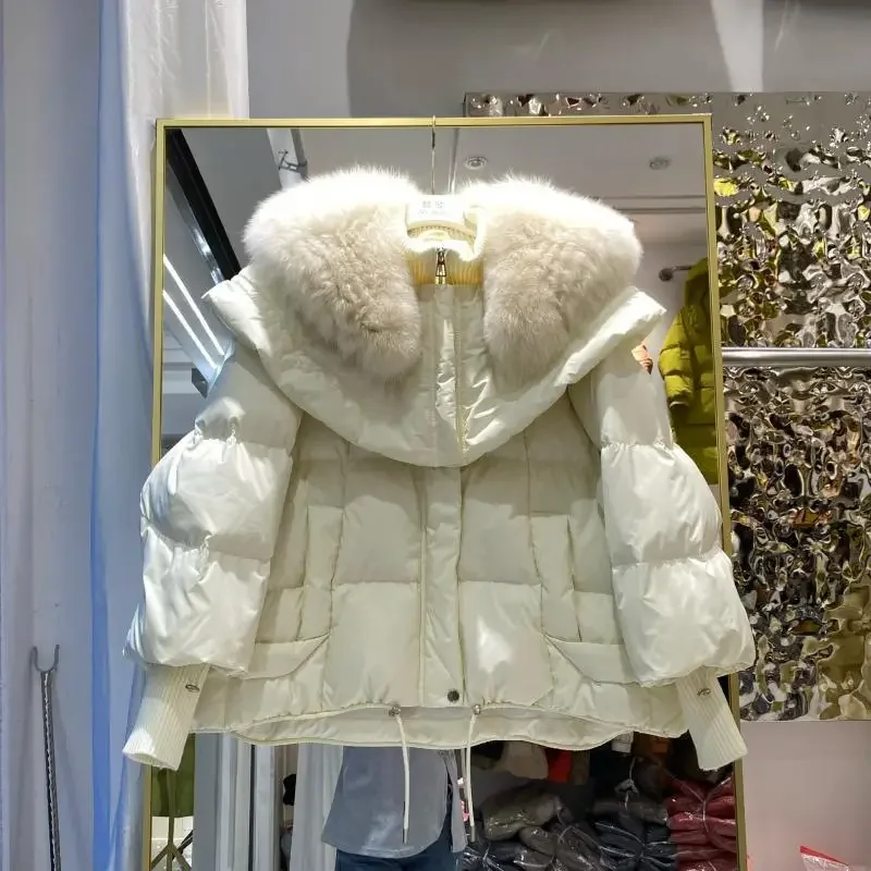 

2025 Winter Women's Fox Fur Down Jacket Commuting Loose Warm Jacket