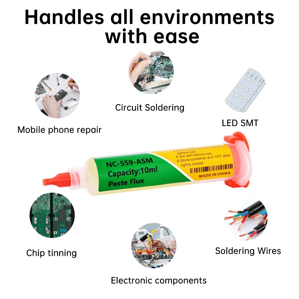 10ml NC-559-ASM Solder Paste Repair Type Needle Cylinder Welding Paste Lead-free Syringe for Phone Repair, Circuit Welding Tools