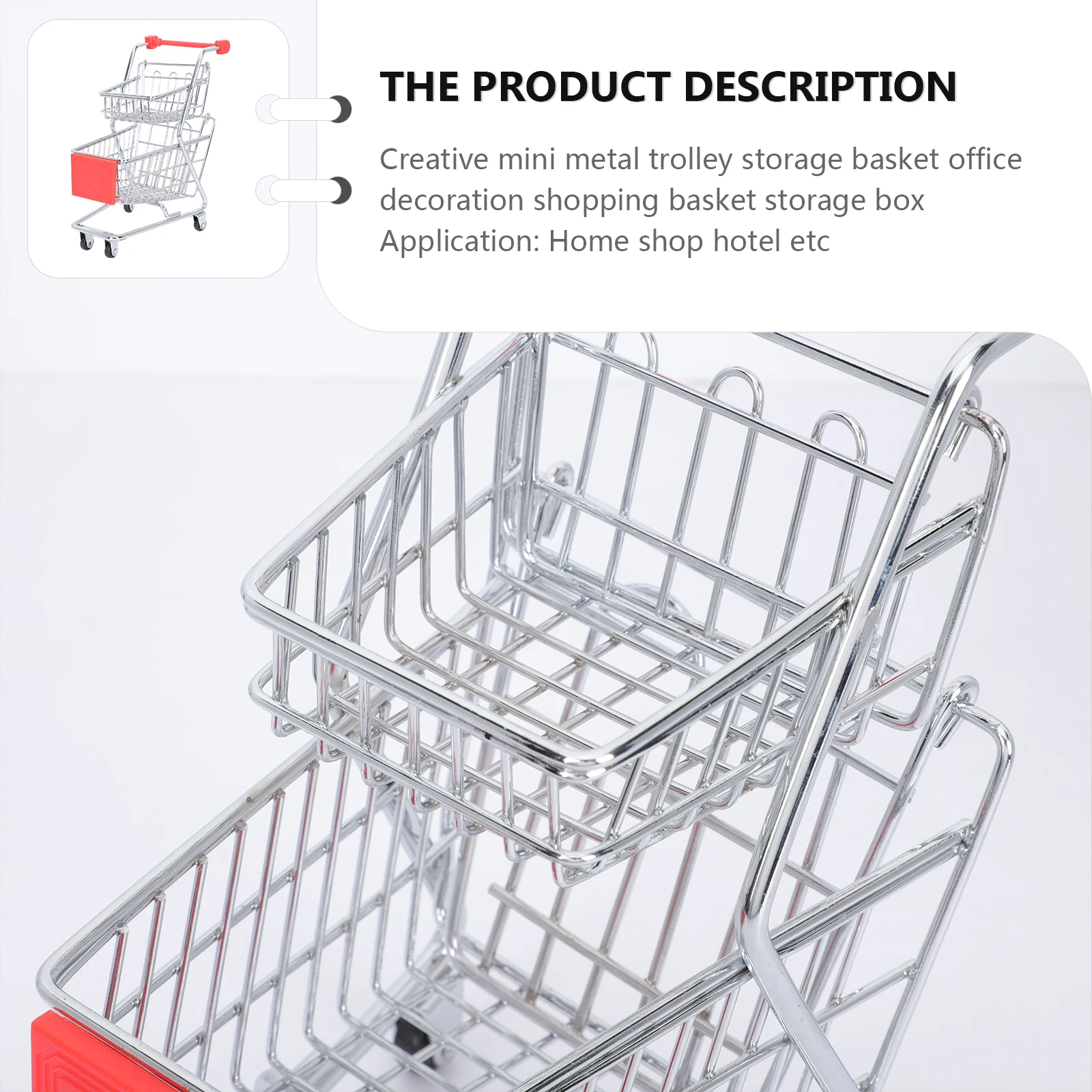 Creative Mini Shopping Cart Double Layer Trolley Adornment Desktop Storage Basket Hotel Snack Serving Basket Decorative Cart