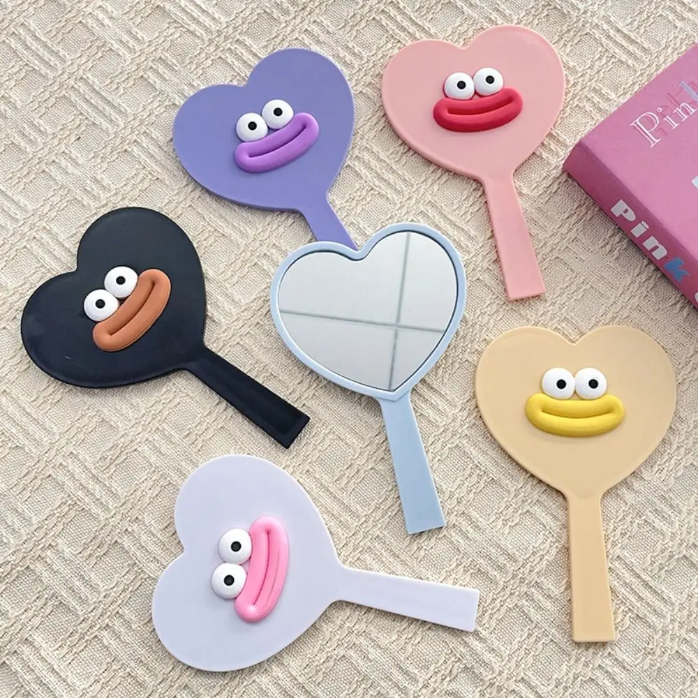 Cute Big Mouth Heart-shaped Makeup Mirror Cartoon Compact Sausage Mouth Handheld Mirror Plastic Eyelash Extensions Vanity Mirror