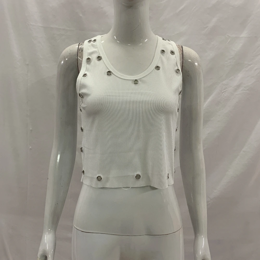 

Retro American High Street Sleeveless Tank Top with Strap Hot Diamond Detail Slimming Casual Versatile Sexy Hot Girl Clothing