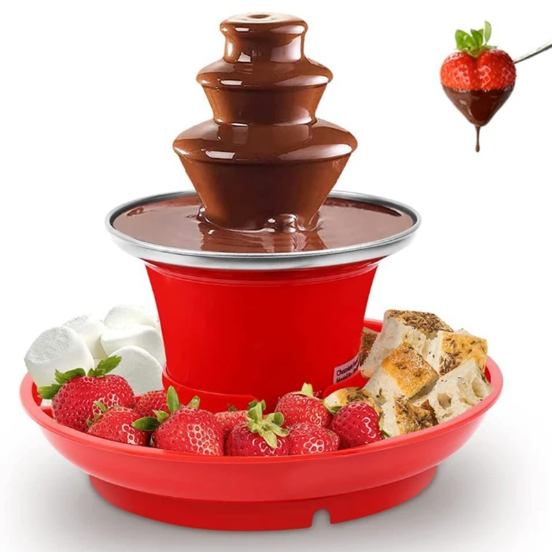 Mesin Air Mancur Coklat Mini Fondue Coklat Meleleh Nostalgia Mini Dapat Dilepas untuk Natal Halloween Malam Steker AS