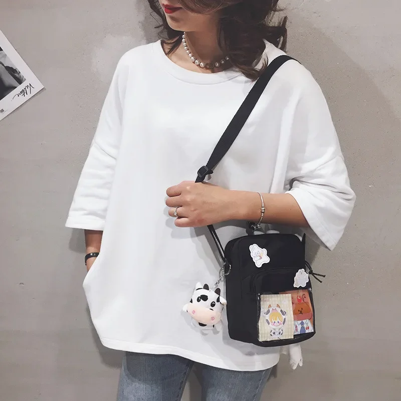 New Fashionable Cute Kawaii Ulzzang Girl Ita Bag Casual Simple Y2K Cartoon Shoulder Bag Street Trendy Harajuku Crossbody Bag