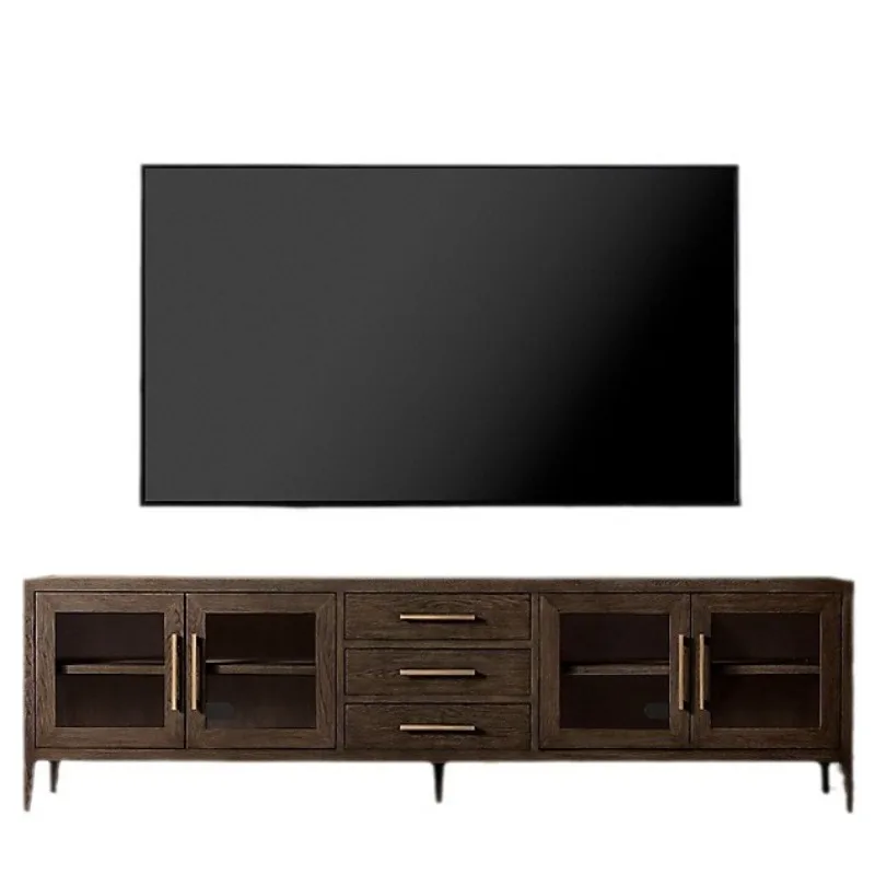 

American light luxury solid wood TV simple locker, French oak modern antique solid wood floor cabinet decorative cabinet
