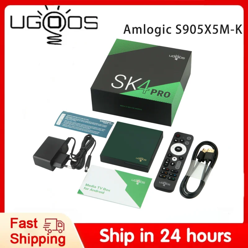 

Qriginal UGOOS SK4 Pro Android 14 Smart TV BOX Amlogic S905X5M-K BT5.4 LPDDR4 4G 64G AI-SR AV1 HDR Set Top Box Dolby Audio