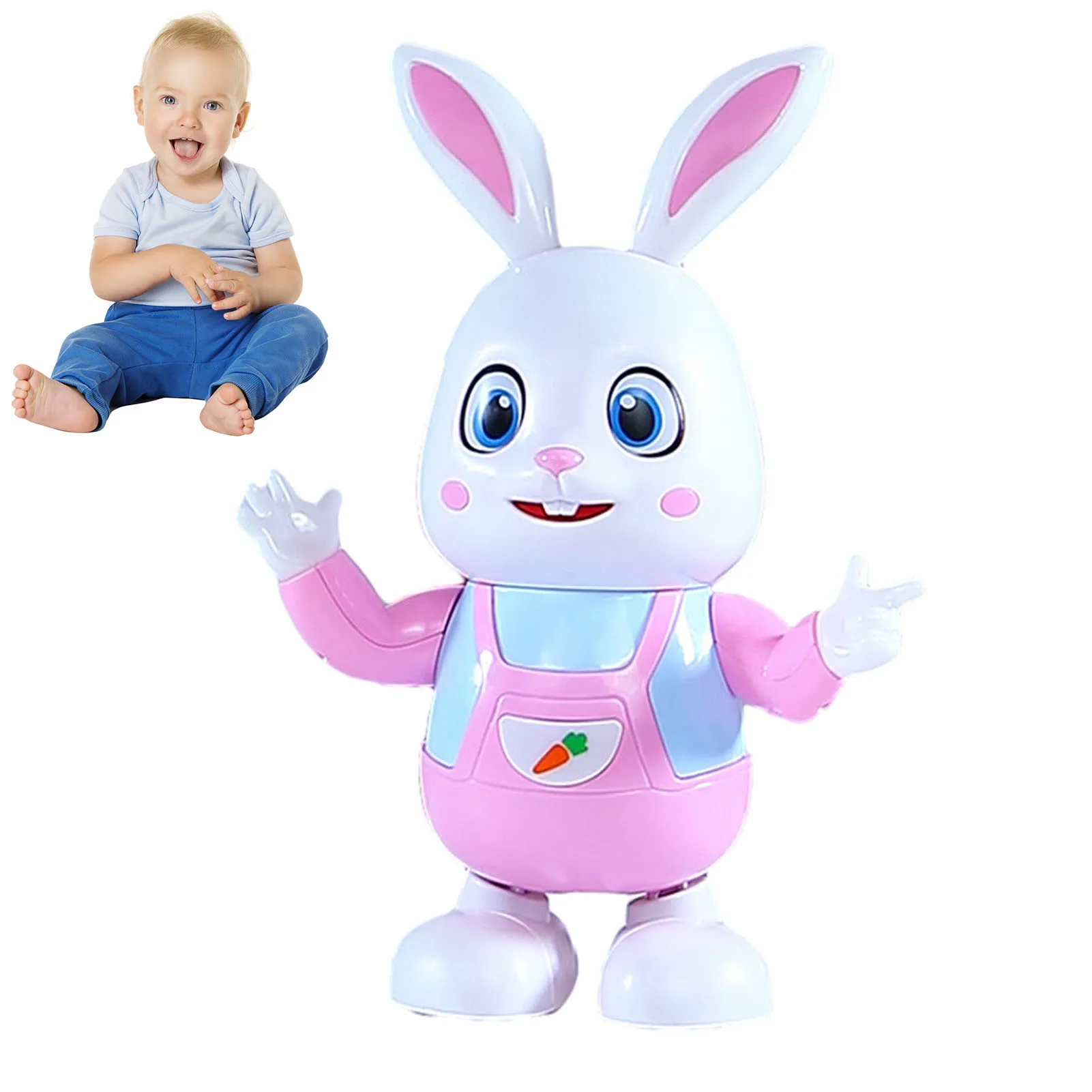 Brinquedo de coelho de dança musical elétrica brinquedo educativo iluminação musical crianças brinquedo interativo presente para 1 2 3 anos crianças meninos