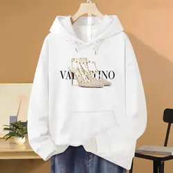 Women's Luxury Designer Clothing Letter Printed Hooded Sweatshirt Y2K Retro Fleece Pullover Hoodies Autumn and Winter Sportswear