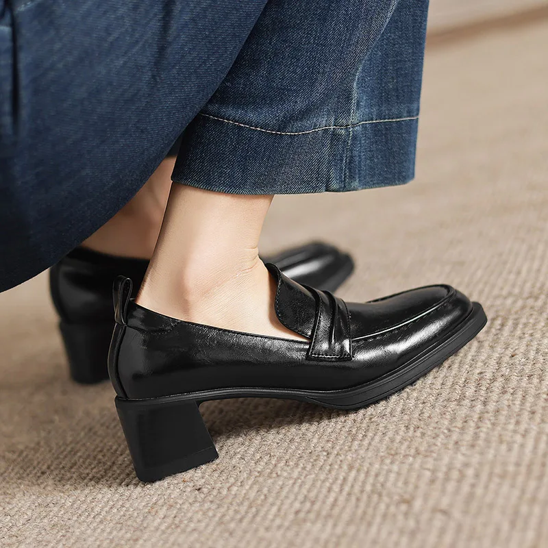 2027 Autumn/summer Microfiber Women Pumps Fashion Retro Round Toe Med Heels Women Pumps Women Shoes Ladies Shoes
