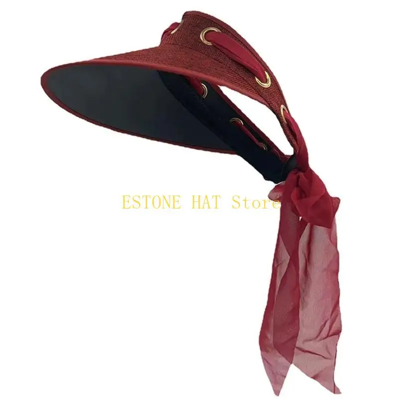 49MF BowTie Visor Women Visor Hat Golf Visor Sun Visor Lace-Up Sun Hat Beach Visor
